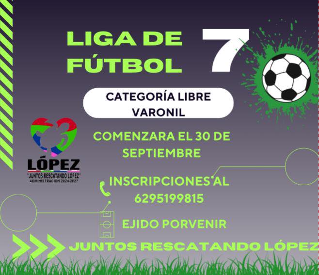 Convocatoria al Primer Torneo Municipal de Fútbol Rápido en el Ejido El Porvenir